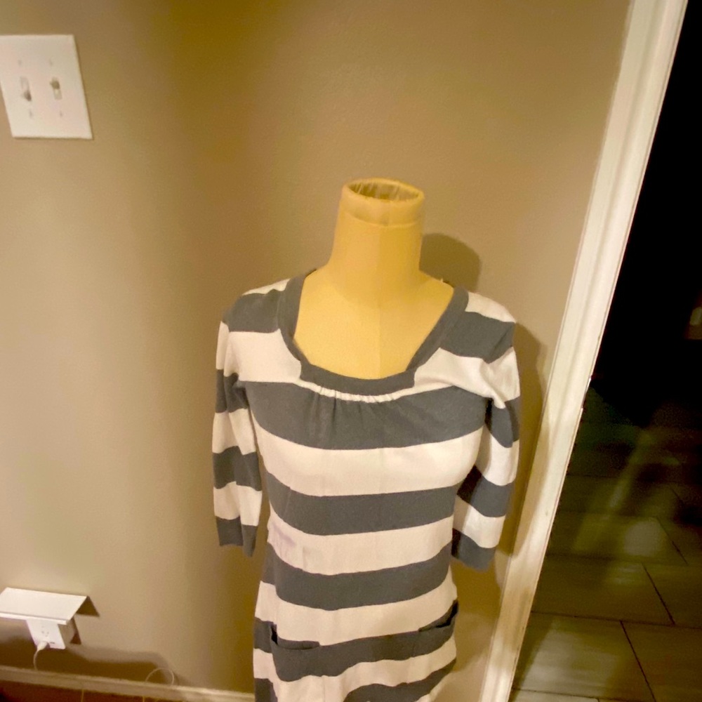 Gray and White Sweater Dress